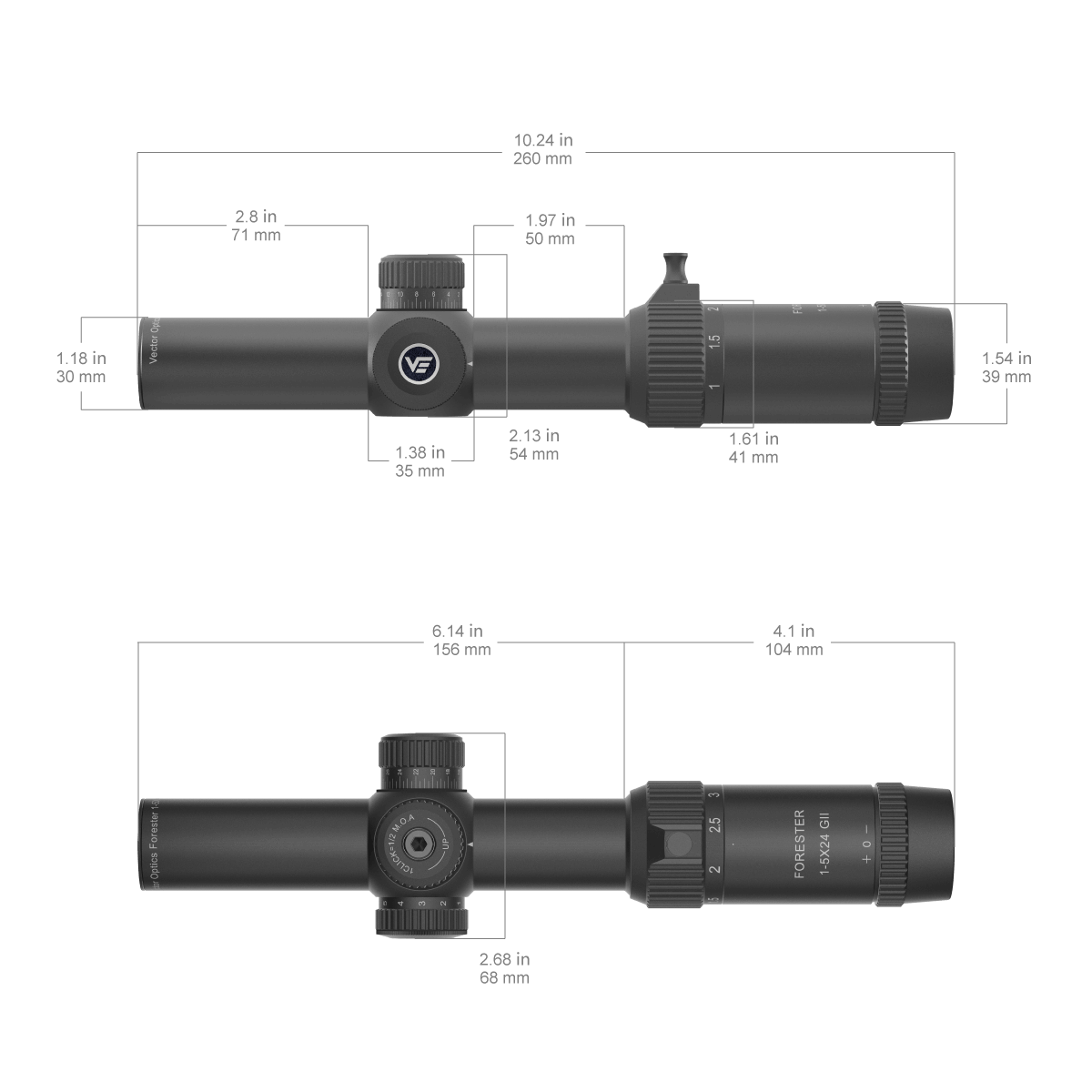 Vector Optics Forester 1-5x24SFP GenII luneta para carabina