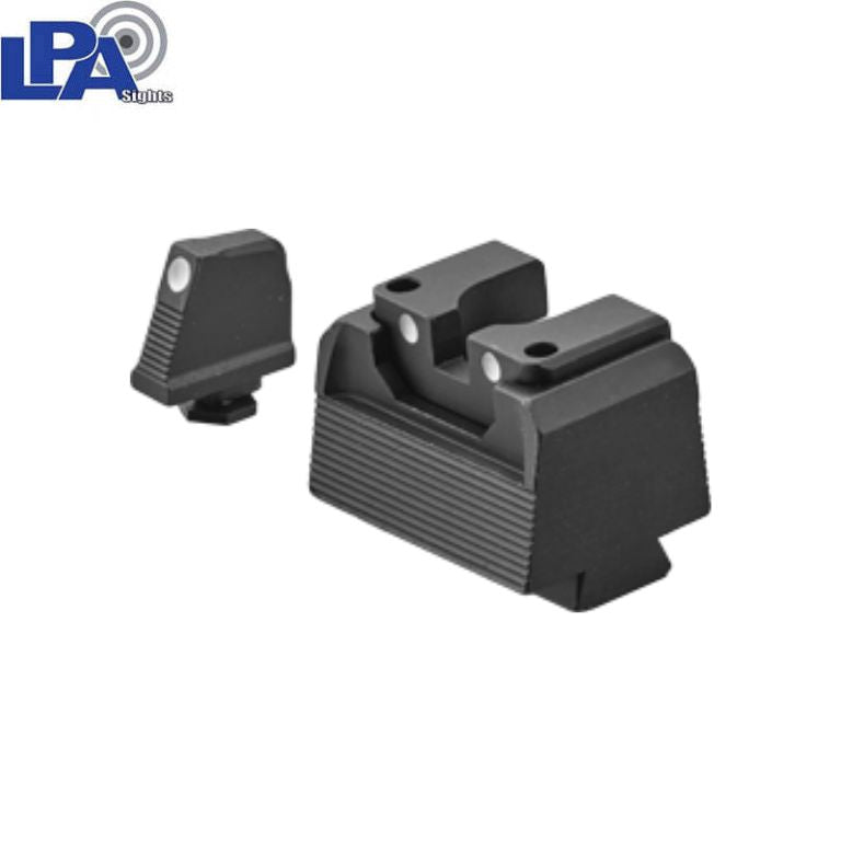 Glock 17 MOS, 19 MOS, 34 MOS semi-adjustable sight set | with white dots LPA
