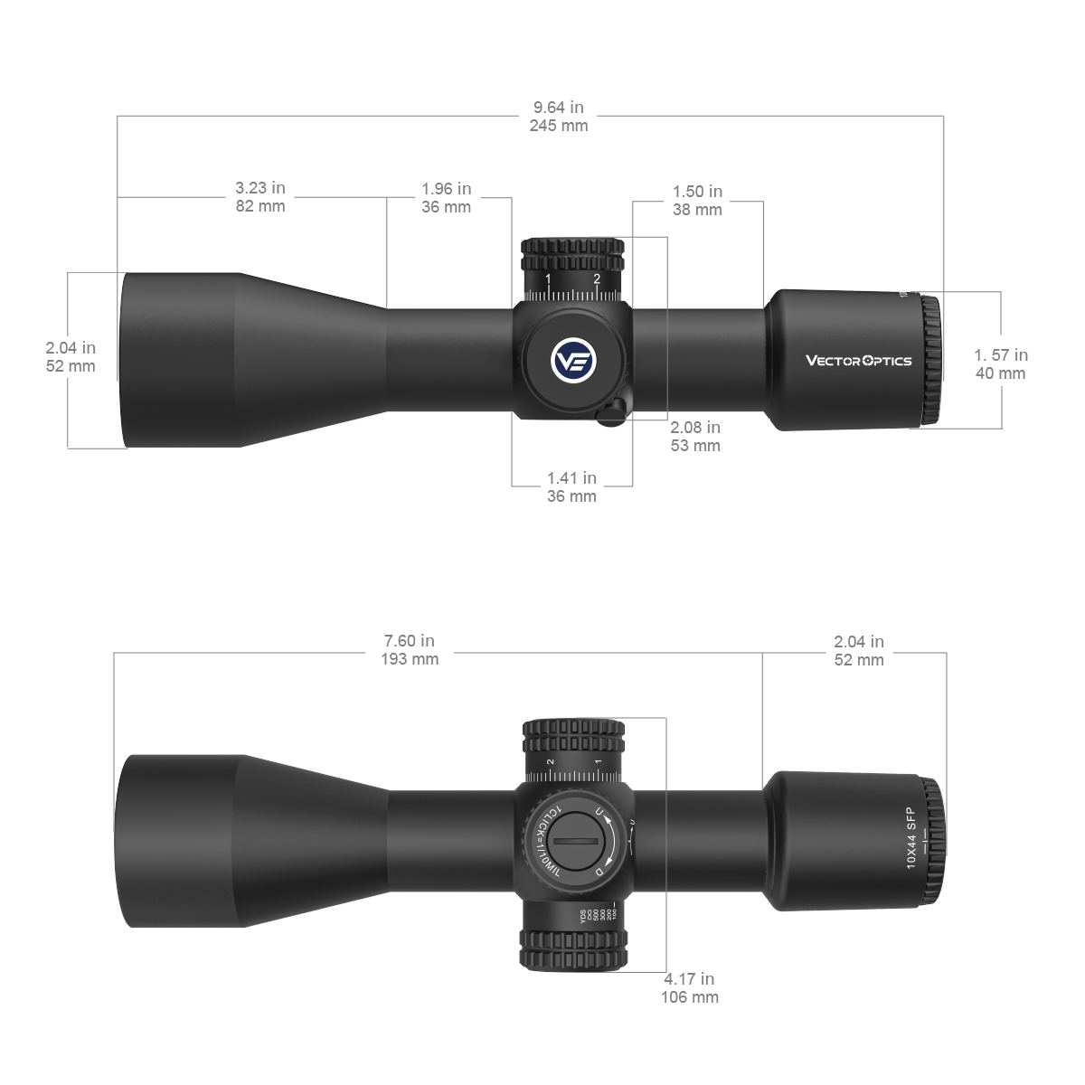 Vector Optics Veyron 10x44 SFP luneta compacta para carabina