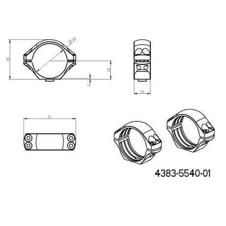 34mm anéis para luneta | base tática Picatinny QD longa