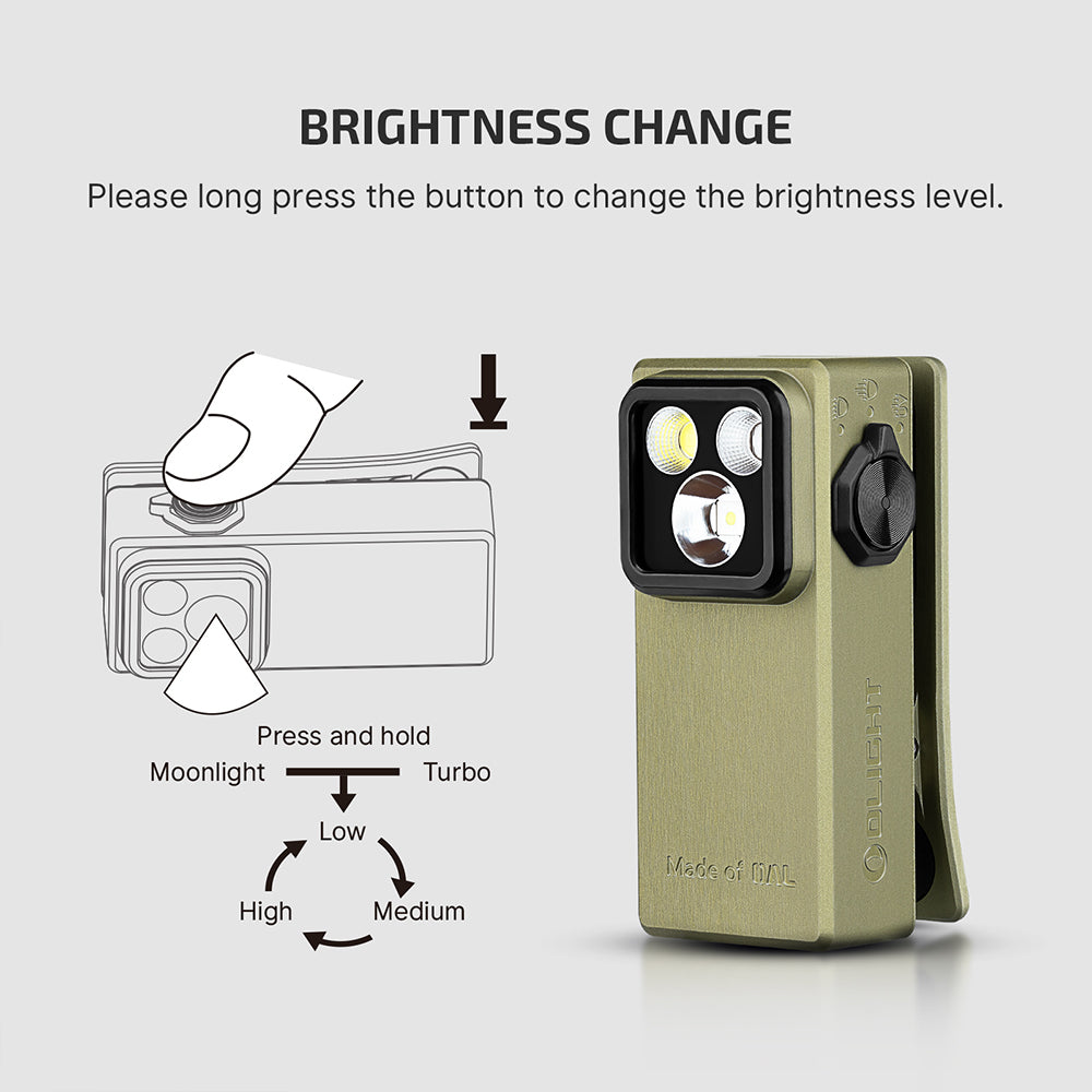 Olight Oclip Ultra | lanterna EDC 3 em 1 com clip | 530 lm - Olive Green