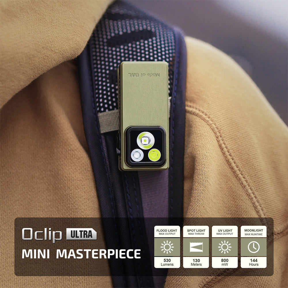 Olight Oclip Ultra | lanterna EDC 3 em 1 com clip | 530 lm - Olive Green