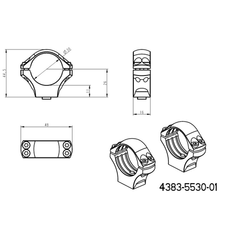 30mm scope rings | two-piece Picatinny QD Ergo base JK-N