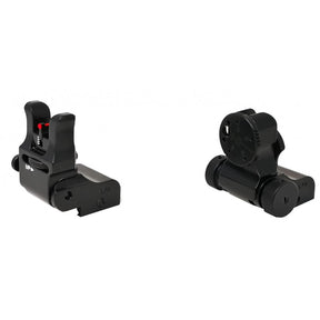 Miras dobráveis ajustáveis para base Picatinny [AR-15 M4 & other] | com fibra ótica
