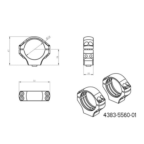 Base Ergo QD Picatinny 34mm anéis para luneta | longa 