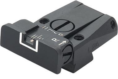 Tanfoglio Limited, EAA Witness, IWI Jericho, Springfield P9 mira traseira totalmente ajustável [encaixe antigo 9,5 mm] | com linhas brancas 
