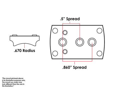 Universal shotgun / rifle [.670’’ Radius] montagem para mira de ponto vermelho | type S [RMSc DPP K-series footprint]