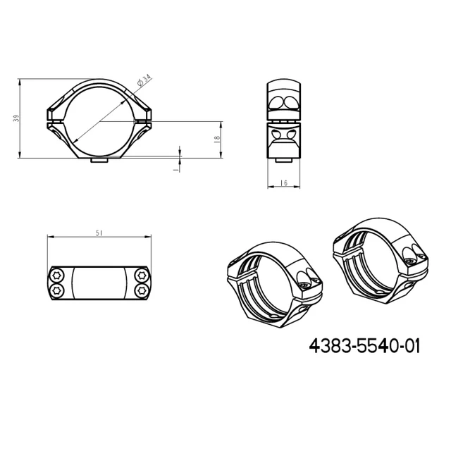 34mm anéis para luneta | base tática Picatinny QD longa 