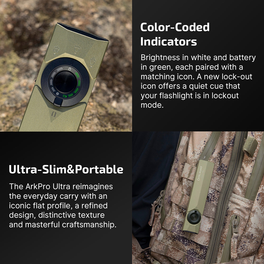 Olight ArkPro Ultra | lanterna EDC plana 4-em-1 | 1.700 lm - Olive Green