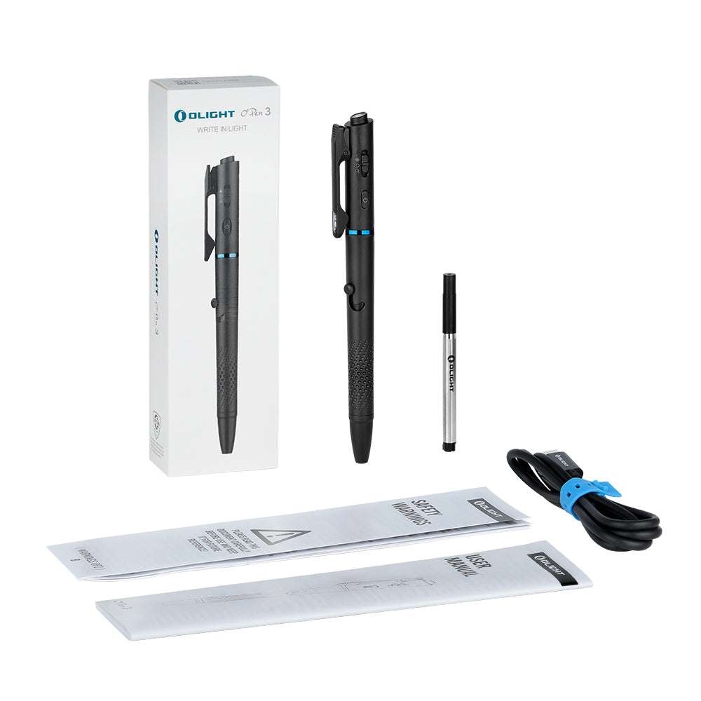 Olight O’Pen 3 | caneta-lanterna multifuncional | 120 lm + laser verde - Preto
