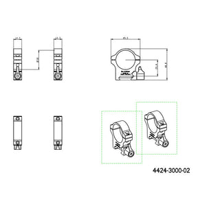 anéis de luneta de 30mm | base Picatinny com alavanca - Médio