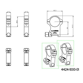 anéis de luneta de 30mm | base Picatinny com porca de parafuso - Alto